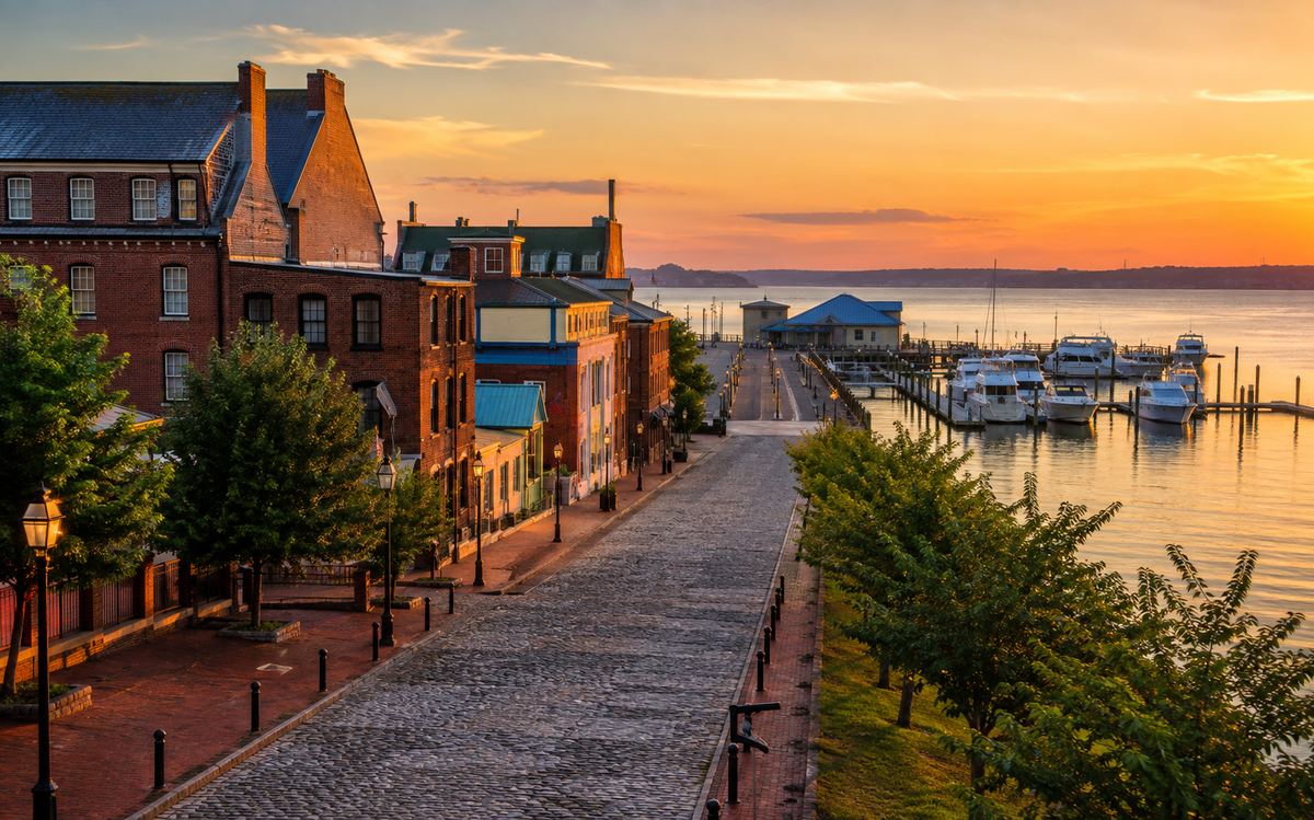 Old Town Alexandria waterfront on the Potomac River in Alexandria, VA